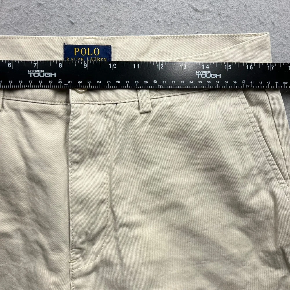 Polo Ralph Lauren Mens Khaki‎ Chino Shorts Size 33 Tan Cotton Flat Front 1633